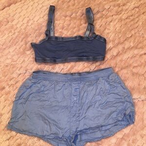 PINK Victoria's Secret Dark Blue and Sky Blue Sleepwear Set